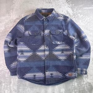 JACHS New York Aztec Flannel Jacket Blue Southwest Western Shacket Mens L